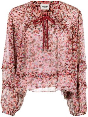 Прозрачна блуза с принт с абстрактен десен Marant Etoile червено
