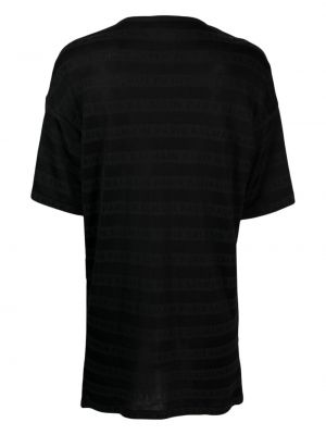 T-shirt à rayures à imprimé Balmain noir