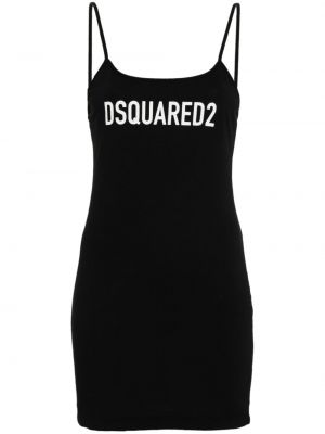 Mini obleka s potiskom Dsquared2 črna