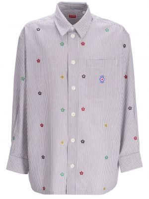 Bombažna srajca s cvetličnim vzorcem s potiskom Kenzo siva