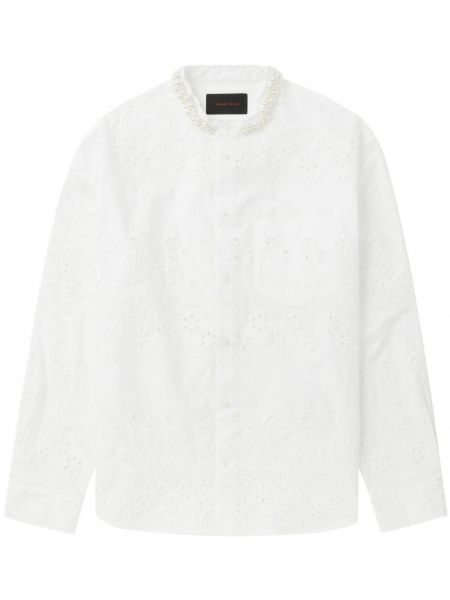 Bavlněná dlouhá košile s perlami Simone Rocha bílá