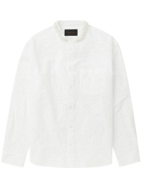 Chemise longue avec perles en coton Simone Rocha blanc