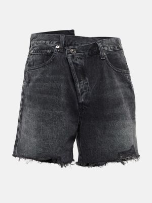 Pantaloni scurți din denim cu talie înaltă Agolde gri