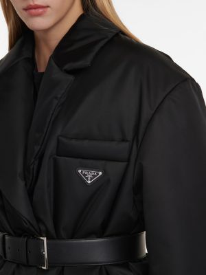 Péřová bunda z nylonu Prada černá