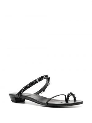 Křišťálové kožené sandály Undercover černé