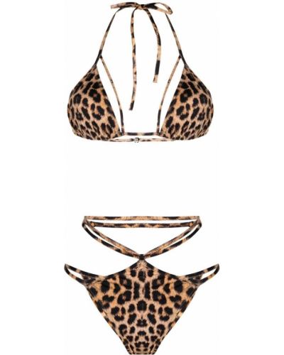 Bikini con estampado leopardo Noire Swimwear marrón