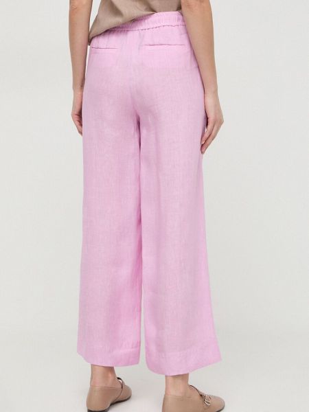 Lanene hlače visoki struk Marella ružičasta