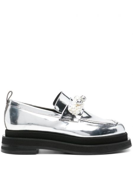 Pantofi loafer cu platformă cu motiv cu inimi Simone Rocha argintiu