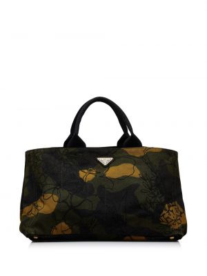 Maskáčový kvetinová taška s potlačou Prada Pre-owned