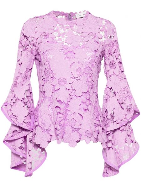 Bluză cu model floral din dantelă Oscar De La Renta violet
