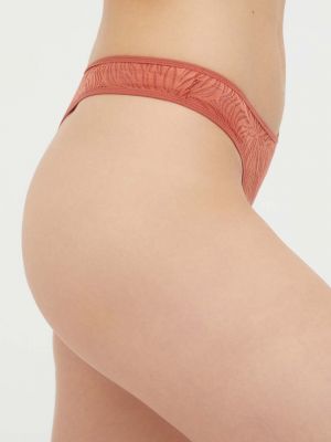 Stringi koronkowe Calvin Klein Underwear pomarańczowe