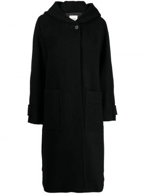 Kapucnis gyapjú kabát Studio Tomboy fekete