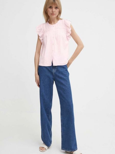 Розовая джинсовая рубашка Pepe Jeans