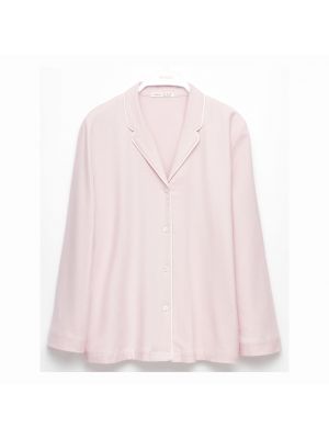 Рубашка пижамная Oysho Extrawarm With Piping, пыльно-розовый