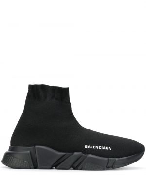 Chunky tenisky s potlačou s okrúhlymi špičkami Balenciaga Speed - čierna
