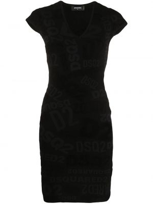 Sukienka koktajlowa z nadrukiem Dsquared2 czarna