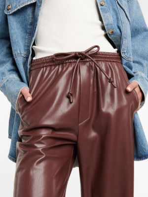 Kožené kalhoty relaxed fit z imitace kůže Nanushka hnědé