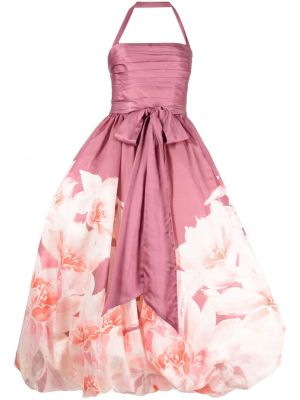 Вечерна рокля на цветя с принт Leo Lin виолетово