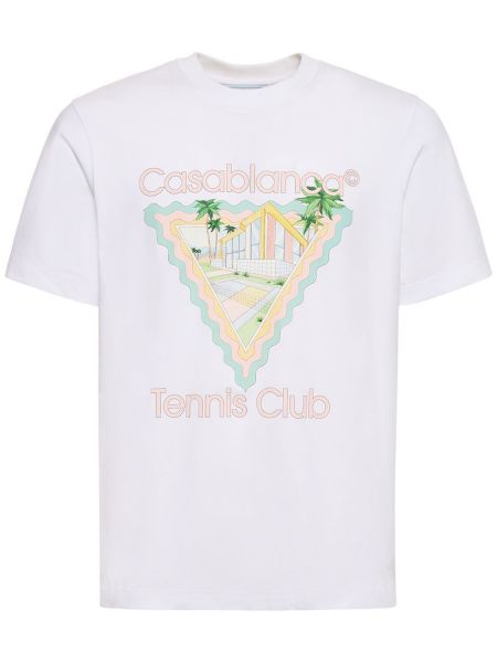 Trykt bomuld t-shirt Casablanca hvid