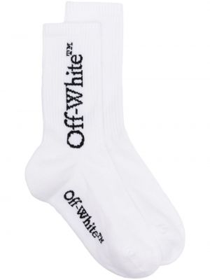 Jacquard pamučne čarape Off-white bijela
