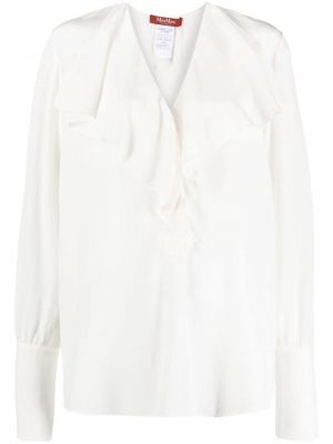 Svilena bluza s v-izrezom 's Max Mara bijela