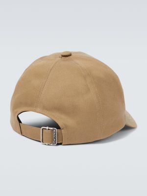 Cappello con visiera di lino di cotone di cotone Saint Laurent beige