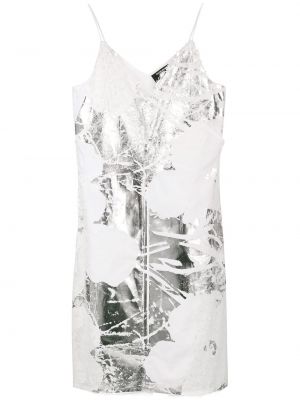 Bavlněné slim fit krajkové šaty s výstřihem do v Calvin Klein 205w39nyc - bílá