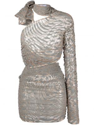 Koktejlové šaty se síťovinou s hvězdami Mugler šedé
