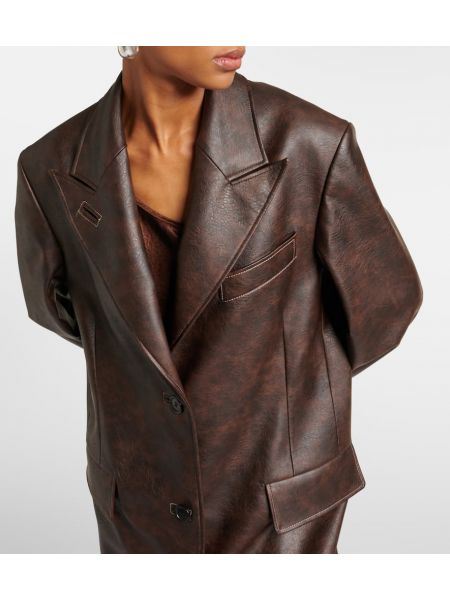 Kožený kabát z imitace kůže Acne Studios hnědý