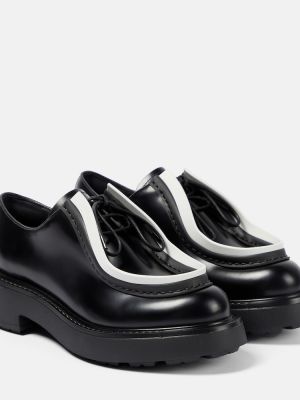Pantofi loafer cu șireturi din piele din dantelă Prada negru