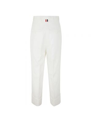 Pantalones rectos de algodón Thom Browne blanco
