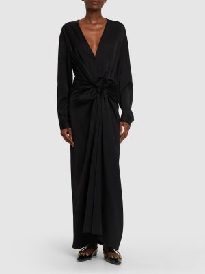 Viskózové saténové dlouhé šaty Totême čierna