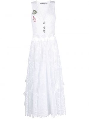 Миди рокля на цветя с дантела Chopova Lowena бяло