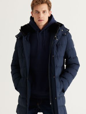 Maskáčový kabát s kapucí Altinyildiz Classics modrý