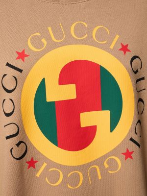 Памучен суитчър от филц Gucci кафяво