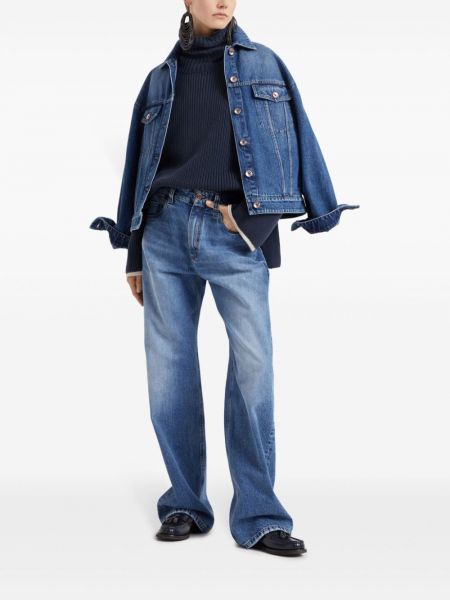 Džinsa jaka ar pogām Brunello Cucinelli zils