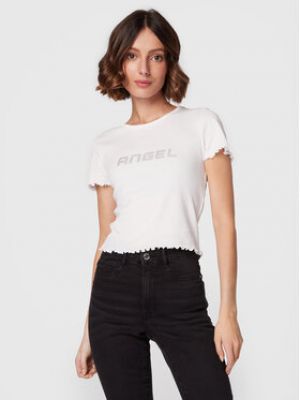 T-shirt slim en tricot Gina Tricot blanc
