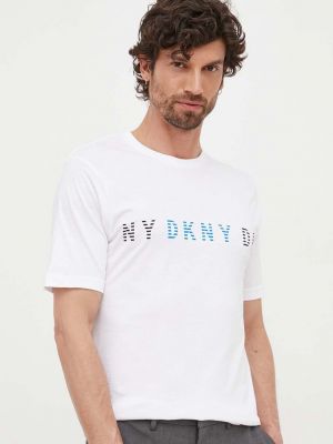 Памучна тениска с дълъг ръкав с принт Dkny