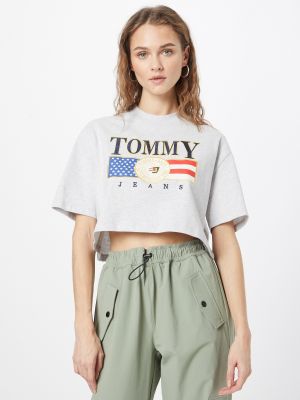 Меланж тениска Tommy Jeans сиво