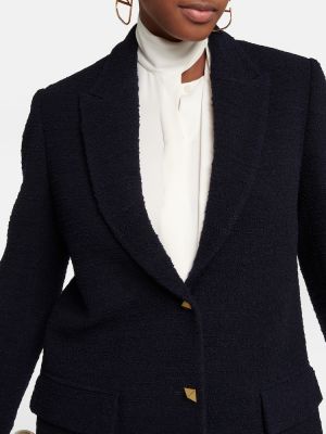Blazer di lana in tweed Valentino blu