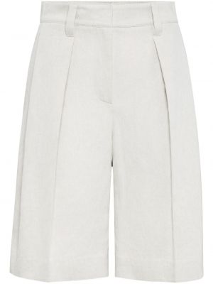 Bombažne lanene bermuda kratke hlače Brunello Cucinelli bela