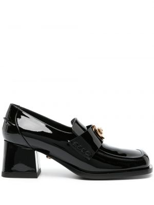 Bőr loafer Versace fekete