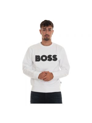 Sweatshirt mit rundhalsausschnitt Boss weiß