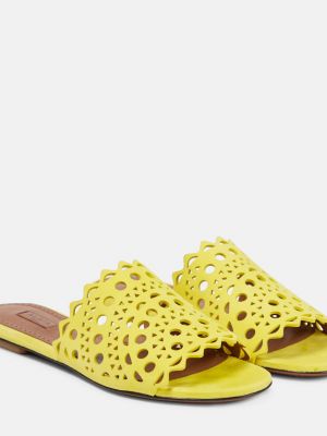 Замшевые сандалии с лазерной обработкой Alaïa желтый