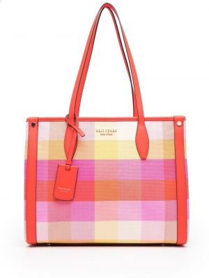 Sjekket shoppingbag Kate Spade rosa