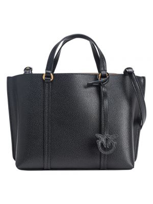 Leder shopper handtasche mit taschen Pinko schwarz