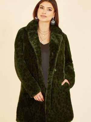 Леопардовое пальто с принтом Yumi зеленое