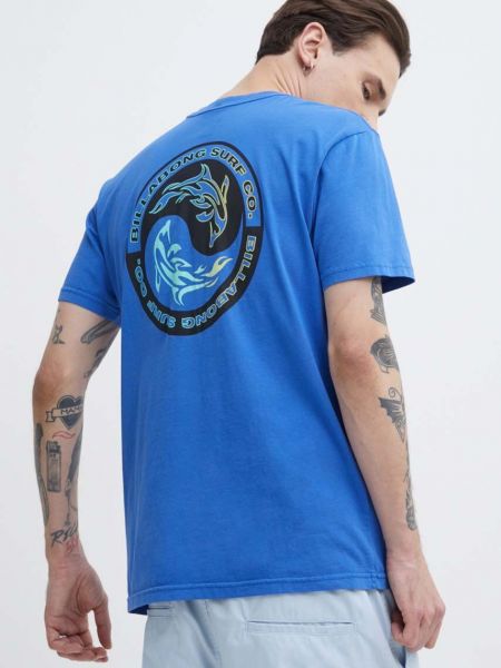 Koszulka bawełniana z nadrukiem Billabong niebieska