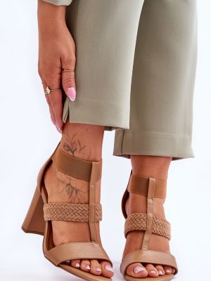 Kožené sandály na podpatku na vysokém podpatku Kesi