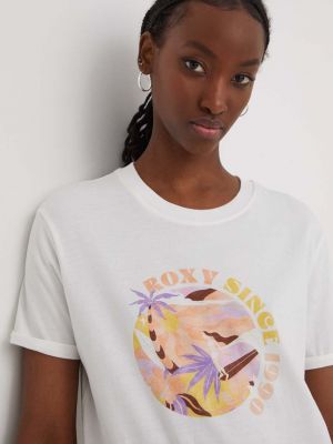 Bombažna majica Roxy bela